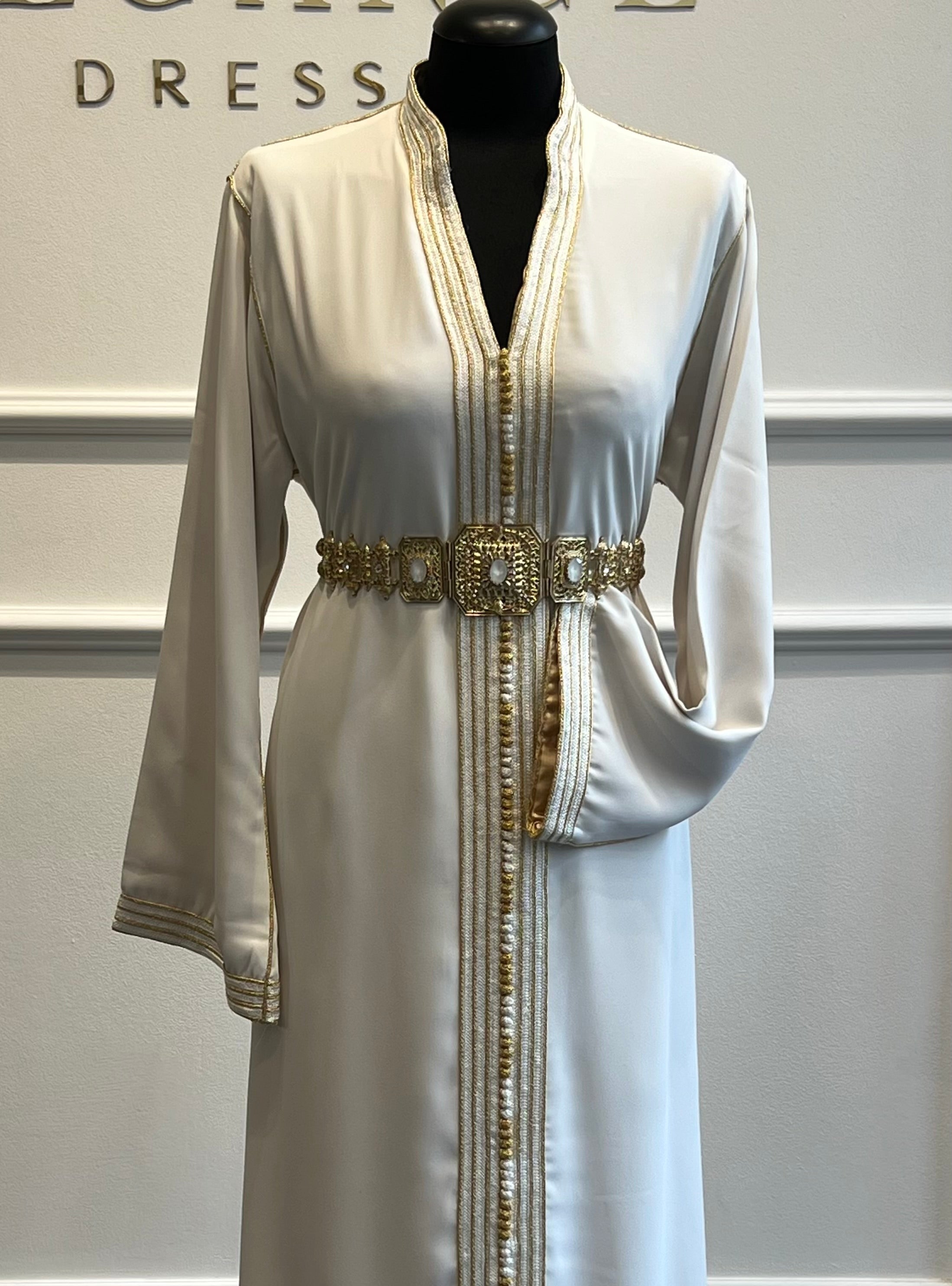 Caftan Célia blanc et doré