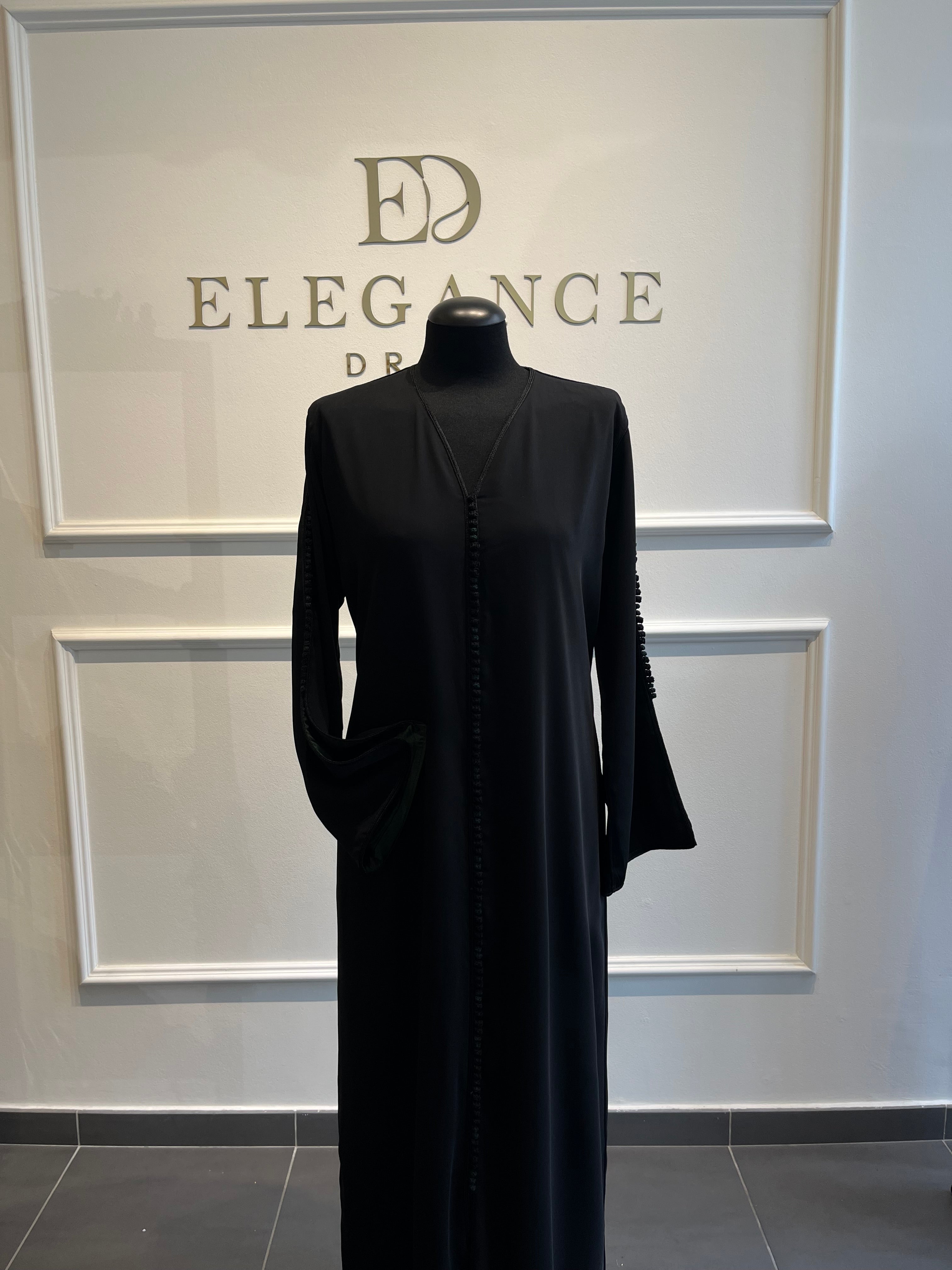 Caftan Zeyna noir / verte foncé