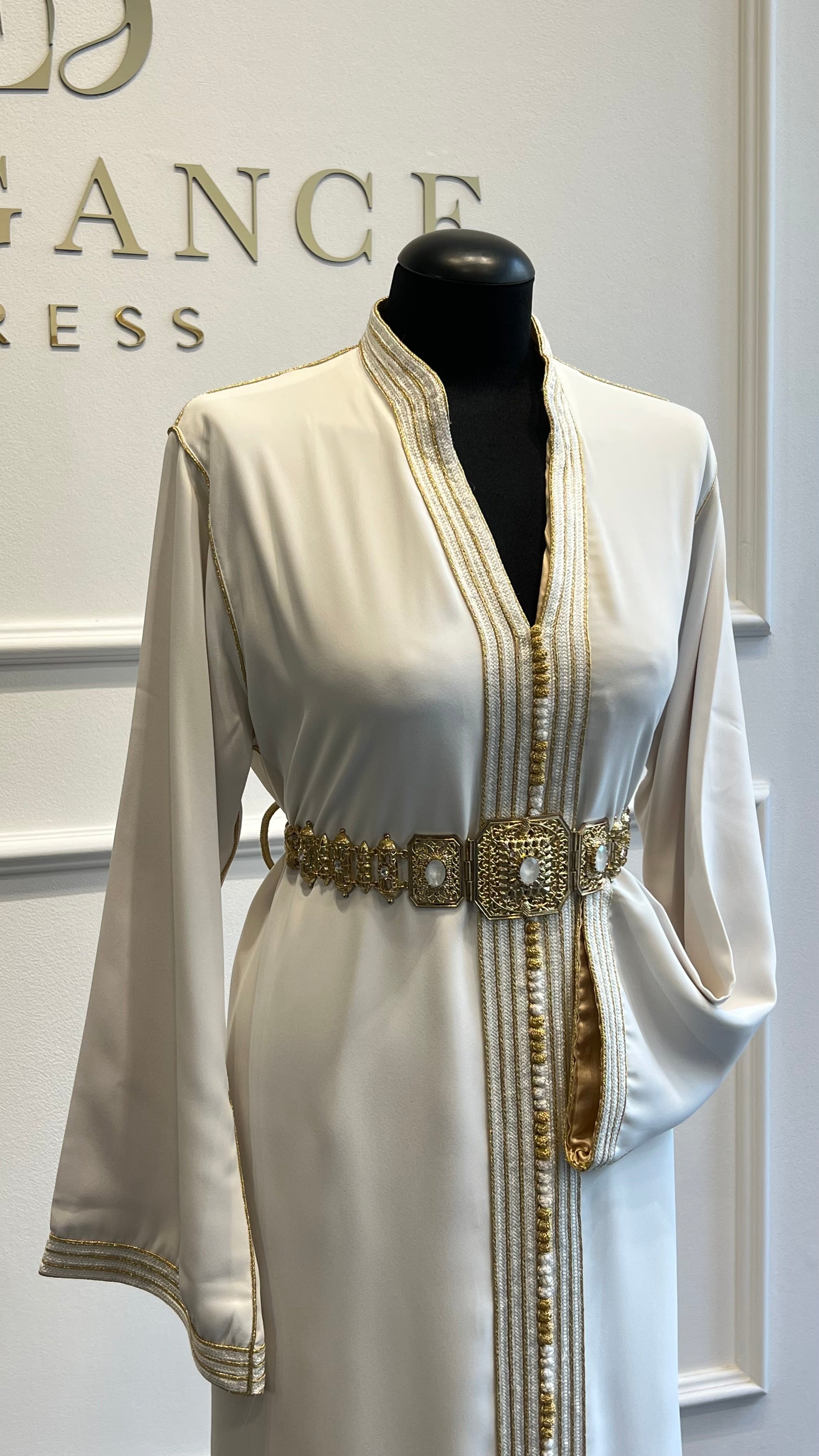 Caftan Célia blanc et doré