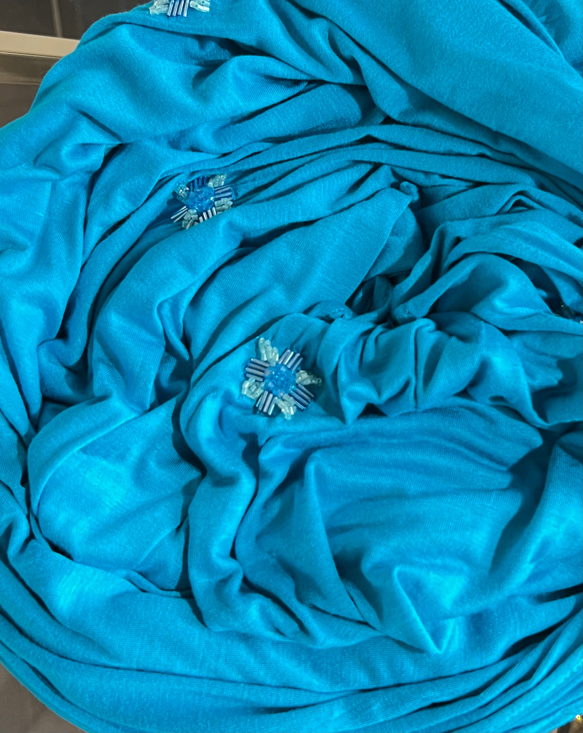 FOULARD JERSEY BLEU TURQUOISE