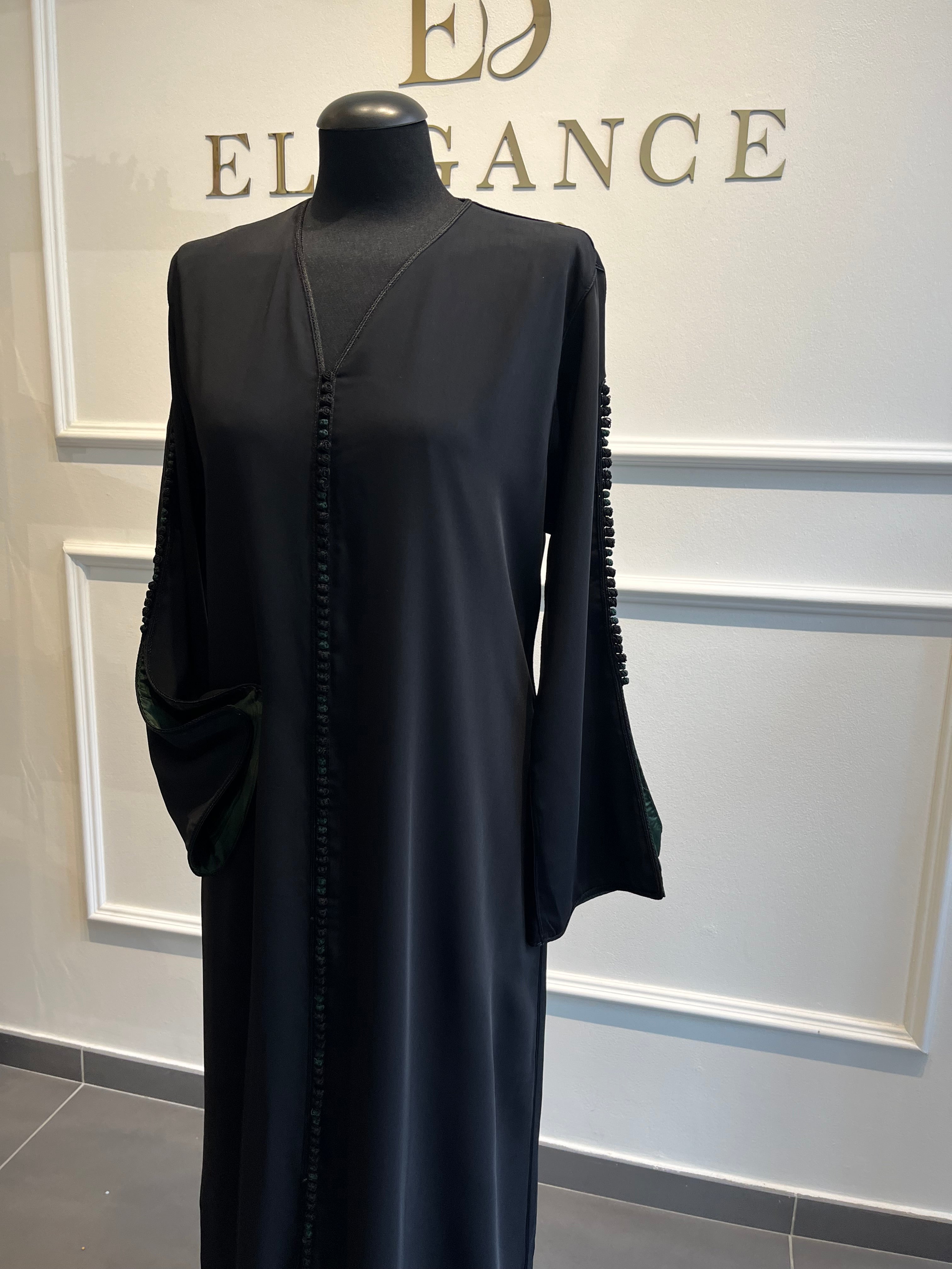 Caftan Zeyna noir / verte foncé