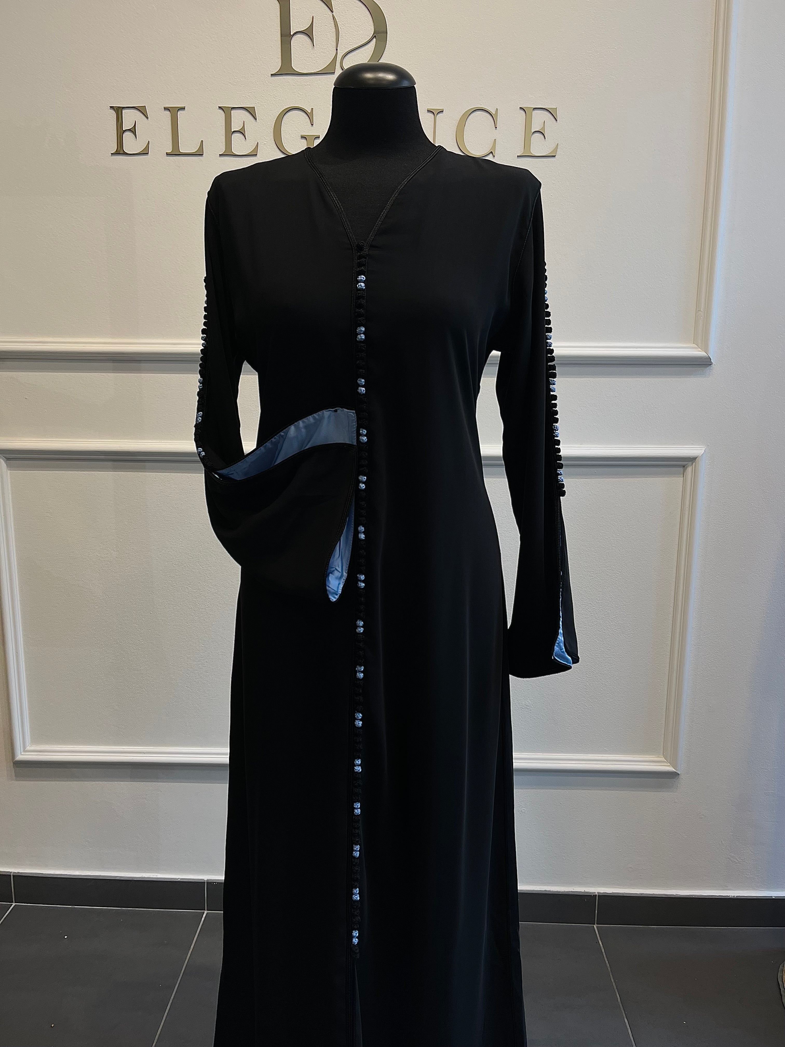 CAFTAN Zeyna noir / bleu ciel