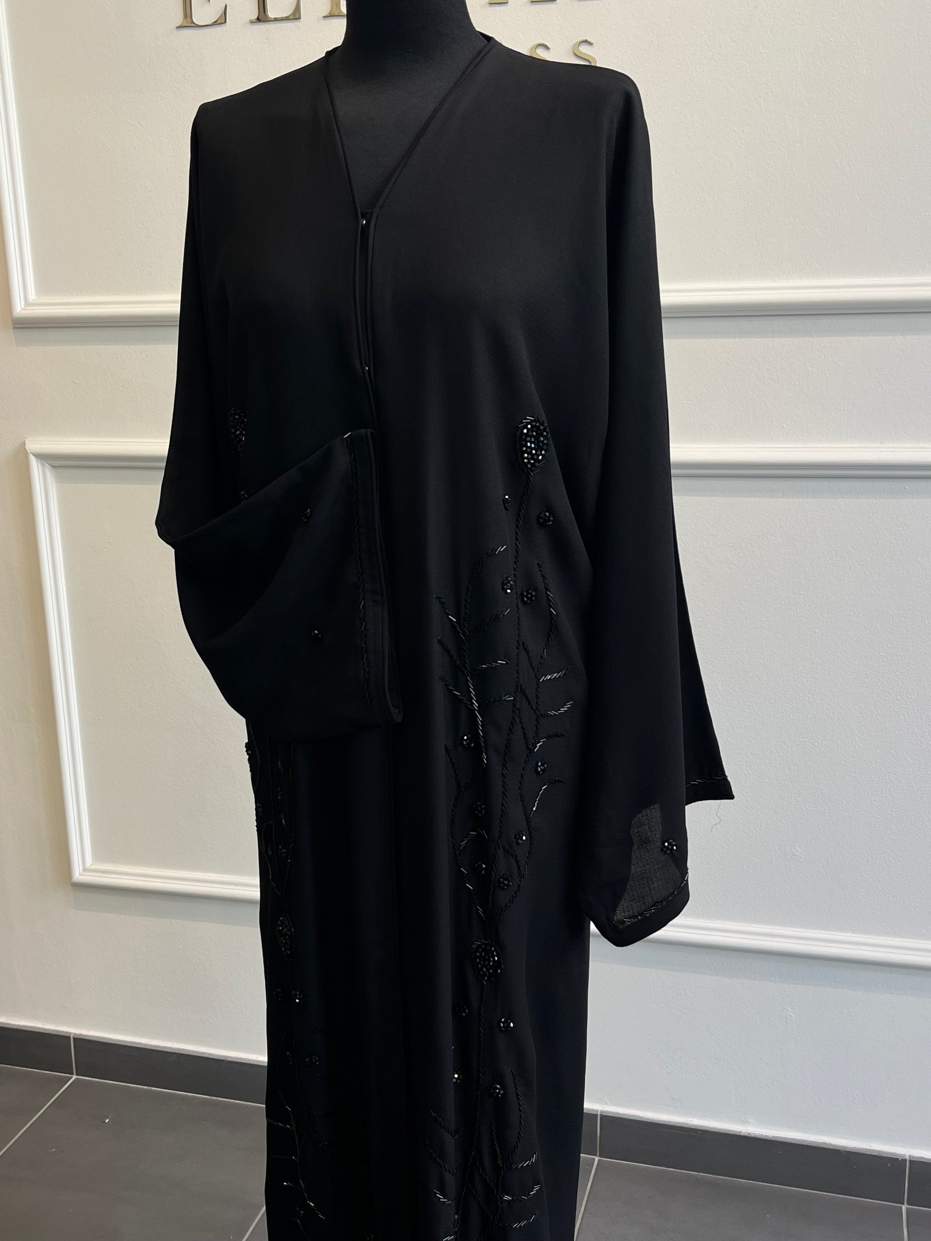 Abaya plissée Amal noir