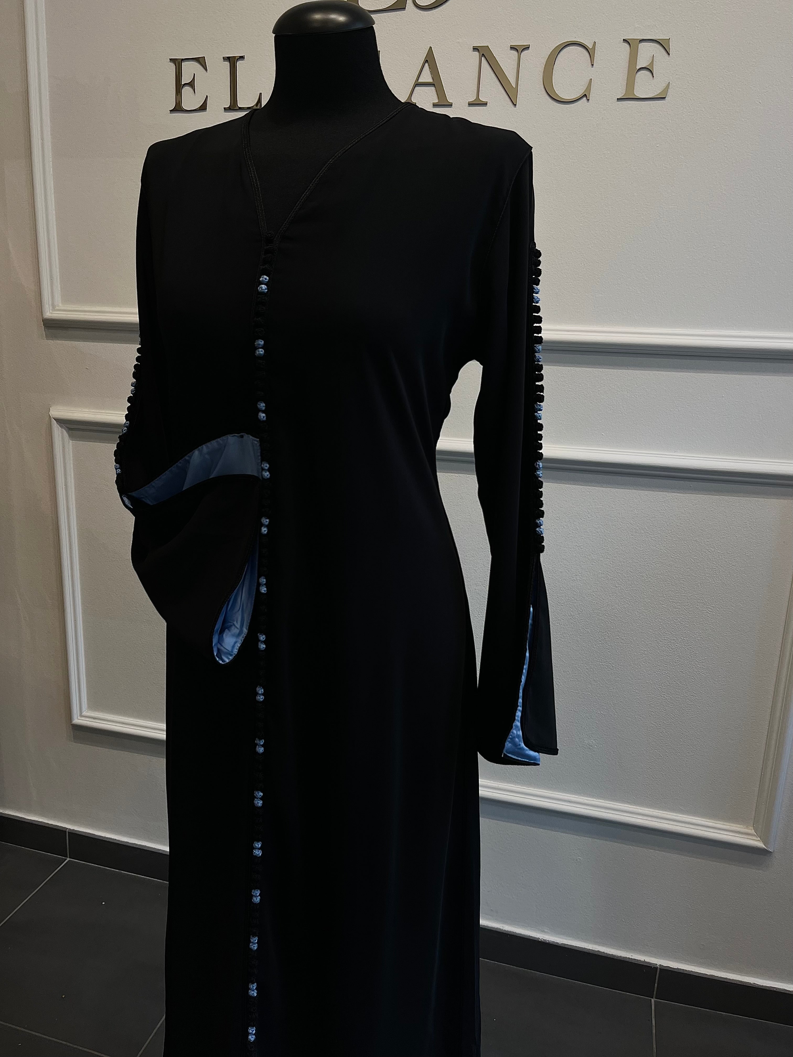 CAFTAN  Zeyna noir / bleu ciel