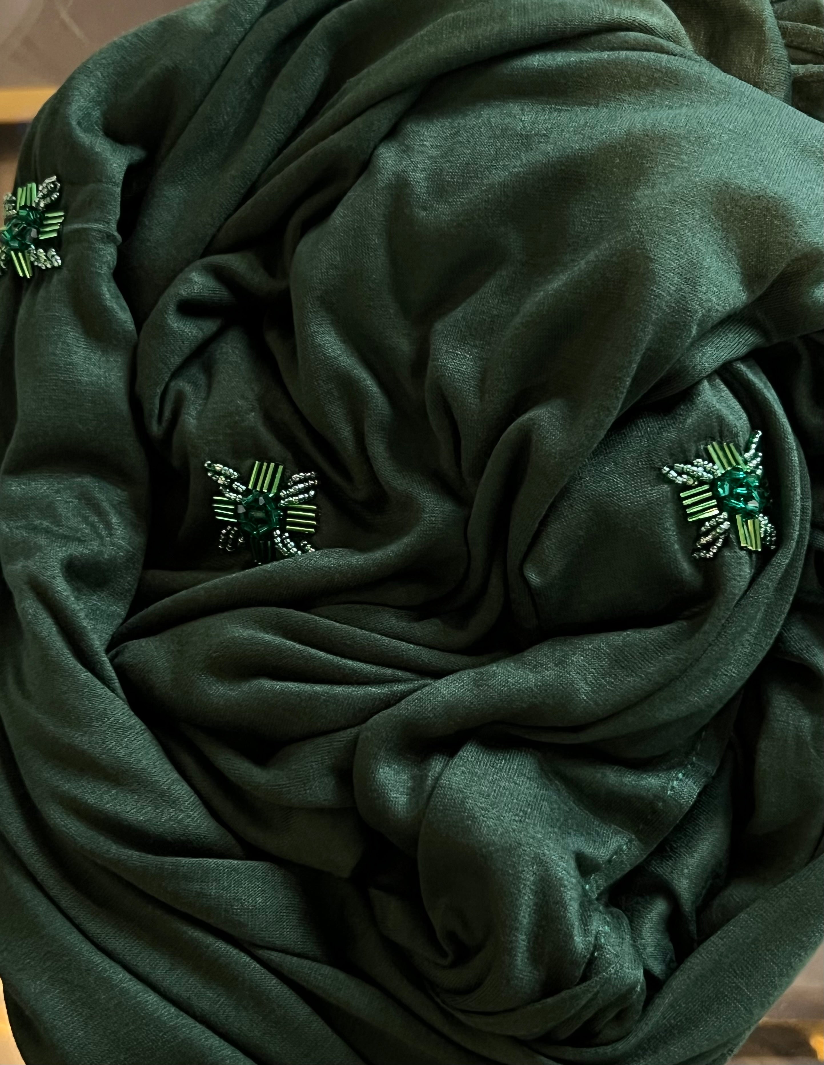 FOULARD JERSEY COTON DARK GREEN