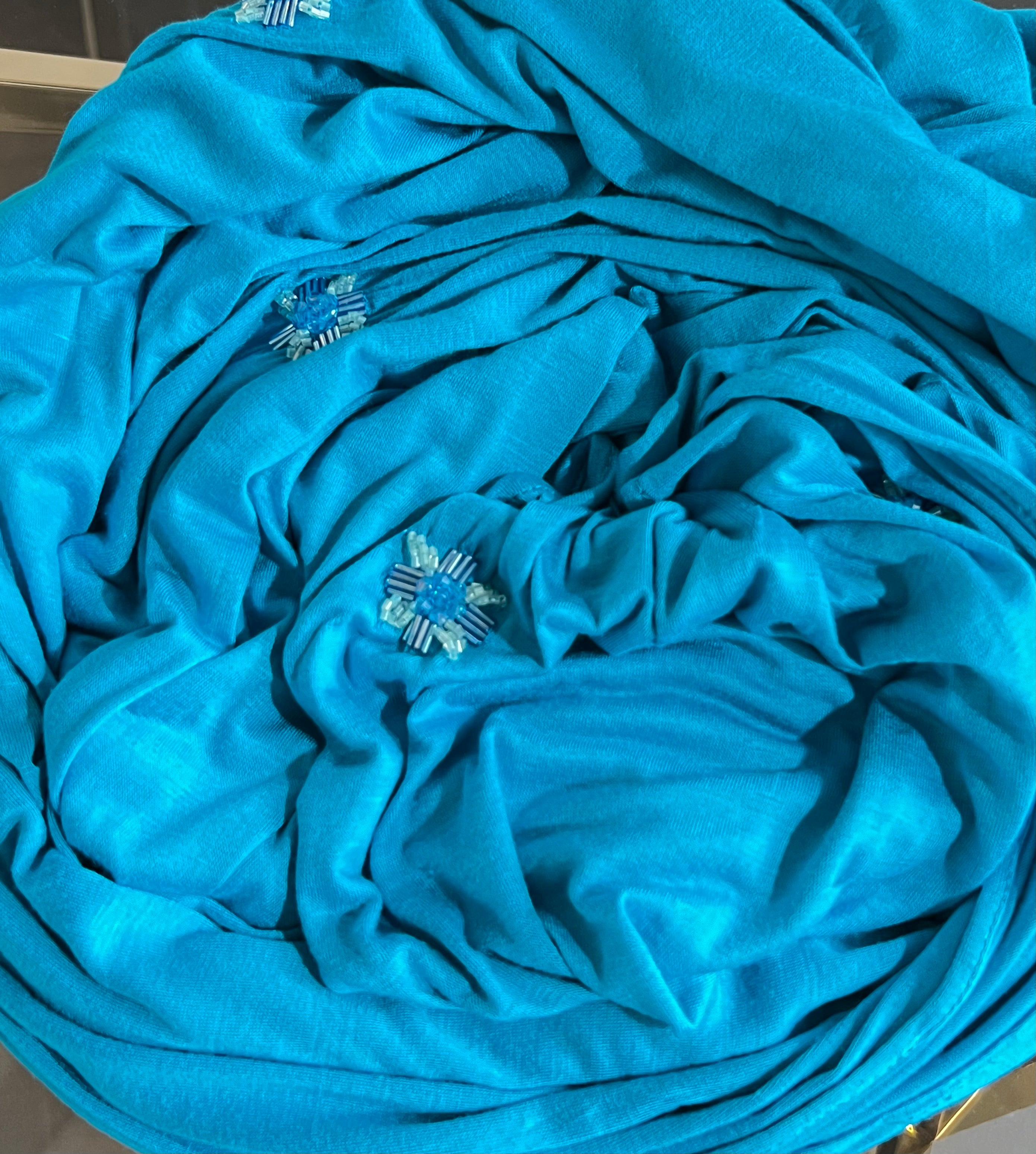 FOULARD JERSEY COTON BLEU TURQUOISE